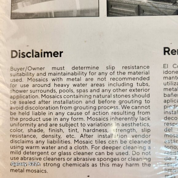 Treasure Bell Mosaic Tile Sheet 11.75" X 11.75" Metallic Silver Indoor Use Only - Picture 5 of 9